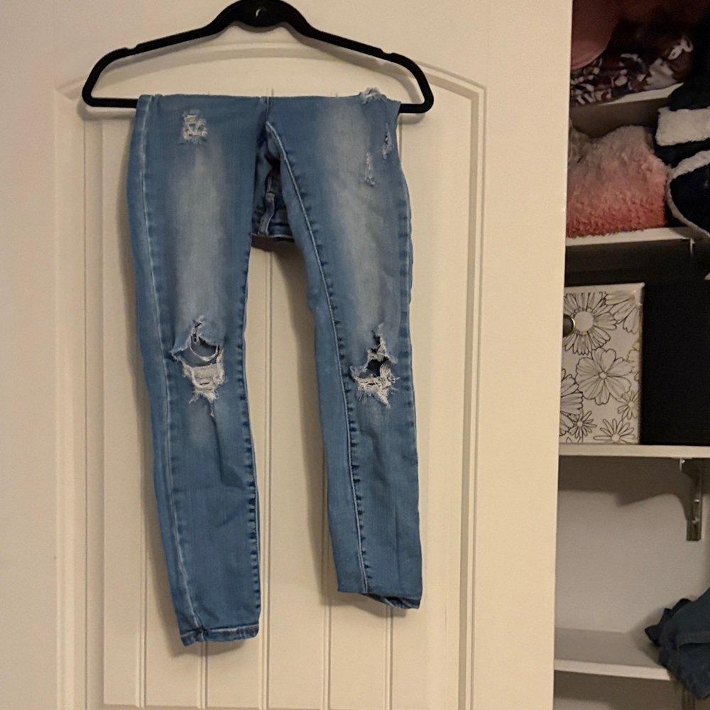 Wax Jean Light Blue Distressed Skinny Jeans